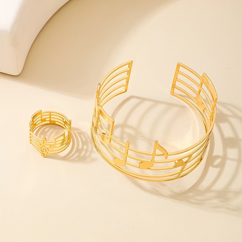 Golden & Silvery Hollow Line Note Bracelet Set